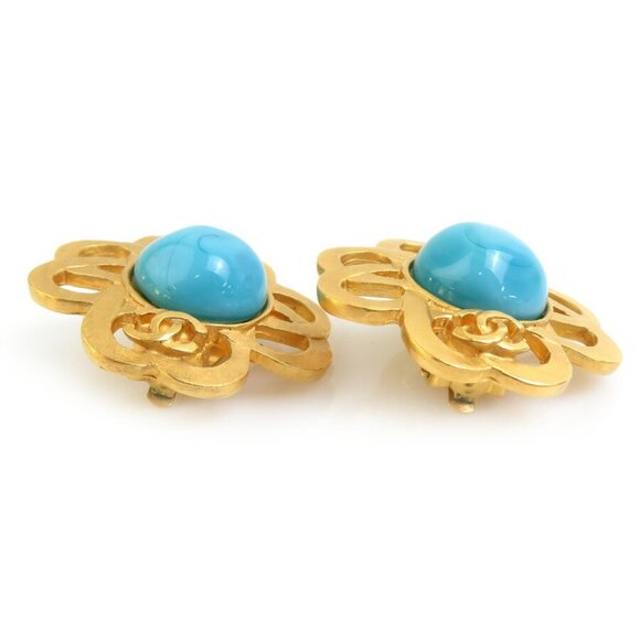 CHANEL Blue Logo Earrings - Picture 3 of 5